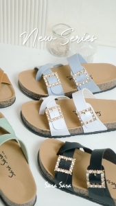 Sara Sara KIARRA Sandal Selop Wanita Kekinian Sendal Puyuh Wanita Casual Birken Gesper Berlian Sol Karet Terbaru
