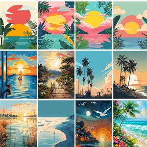 GATYZTORY DIY oil Painting By Numbers Kit scenery acrylic paint by numbers diy Numbers Painting art on Canvas By Numbers