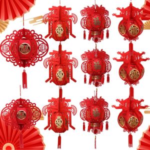 CNY โคมไฟตัวอักษรสีน้ำเงิน ผ้านอนวูฟเวน พู่ห้อยเทศกาลฤดูใบไม้ผลิของจีนที่แขวนประตูการตกแต่งบ้านปีใหม่