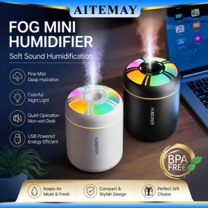 Aitemay Mini USB Portable Humidifier & Essential Oil Aroma Diffuser with Color Mood Lights for Car Home Bedroom Office Desk Aromatherapy