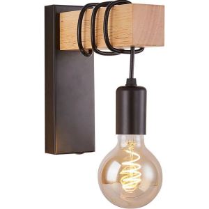 Đèn Chùm Kim Loại Đen JOYINLED 3 Bóng Đèn Thanh Gỗ Dài Đèn Trần E27 Dùng Trang Trí Phòng Khách Đèn Treo
