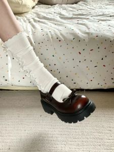 K-style Ins Ballet Miu Style Socks Womens Spring and Summer Thin Bows White Tube Socks JK Calf with Leather Shoes