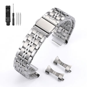 18/20/22/24mm Stainless Steel Watch Band Curved / Flat End Metal Bracelet Silver Gold Black Folding Buckle Universal Watch Strap