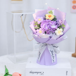 Handwoven Sunflower Rose Small Bouquet Ceremony Finished Birthday Gift for Boyfriend Girlfriend Best Friend Surprise