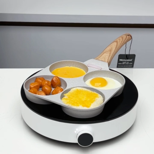 Chảo chiên rán 4 ngăn chống dính Mitomo làm bánh chiên trứng có bản cảm biến nhiệt vô cùng tiện lợi - Hàng chính hãng