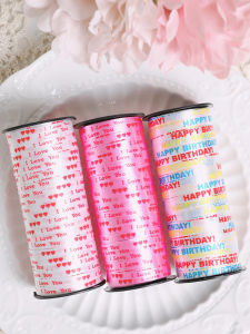 ริบบิ้นสีสันสดใสสำหรับตกแต่งลูกโป่ง DIY วัสดุเชือกเชือก ริบบิ้นขนม เครื่องประดับงานฉลอง ริบบิ้นลูกไม้