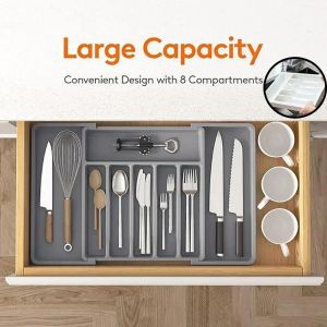 1Pcs Expandable Cutlery Drawer Organizer Adjustable Kitchen Utensil Tray Set Compartment Flatware Storage Dividerstorage