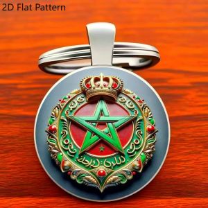 Moroccan Football LoverS 2D Flat Pattern Keychain Star & Crown Design Football Accessories Elegant Keychain Soccer Gifts