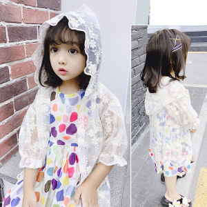 Summer Sun Protection Princess Style Lace Hooded Outerwear for Girls
