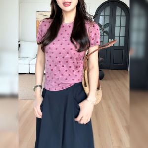 BINKAFENNY | Summer Polka Dot Short Sleeve T-Shirt Women Casual Versatile Unique Beautiful Top Small Size Dizzying Shoulder Unique Style