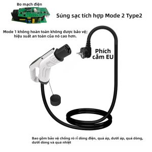 Bộ Sạc EV Di Động WUFEN 3.5KW 16A Tesla EVSE Phích Cắm EU Chuẩn NACS Kèm Cáp 1M-5M Cho Xe Điện - Phụ Kiện Sạc Nhanh