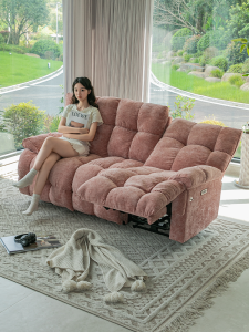 Smart Electric Lazy Sofa Three-Seater Fabric Couch with Massage Function Suitable for Small Living Room against Wall Design