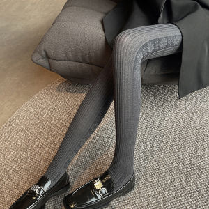 ถักยืดหยุ่นสูง ถุงน่อง แนวตั้ง ลายทาง และรูปแบบเกล็ดหิมะ ฤดูใบไม้ร่วง ฤดูหนาว อุ่น เลกกิ้ง พรางหุ่น เอฟเฟกต์ Footless