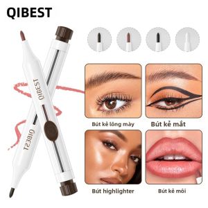 Bút Trang Điểm Đa Năng QIBEST 4 Trong 1 - Bút Kẻ Mắt Kẻ Môi Kẻ Mày & Phấn Tạo Khối Lâu Trôi Dưỡng Ẩm Chống Nước