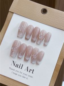 Handmade คริสตัล สีหิน Cat Eye French Aurora ผีเสื้อเล็บชุดเต็มสวมใส่เล็บปลอม < Ne2> Enhancing แพทช์เล็บ