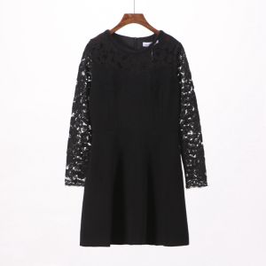 Brand Discount Long Sleeve Patchwork Slimming Dress New Autumn Collection round Neckline Casual Wear for Ladies 2N033