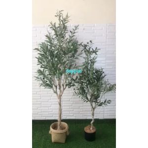 Pohon Artificial Tanaman Hias Zaitun Olive X3 T140 & T180 Latex Cover Pot Anyaman Purun Handle Dekorasi Cafe