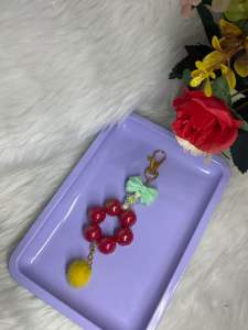 Cute Beaded Bag Charm with Flower and Bow Designs in Various Colors