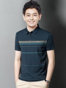 ROMON | Lomond Mens Short Sleeve T-Shirt Summer Thin Business Casual Loose Dad Ice Silk Collar Polo Shirt Top Fashion Urban Style