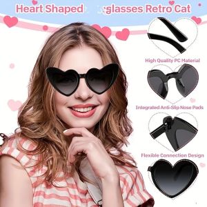 11 Pairs of WomenS New Full-Frame Fashion Glasses Popular Cute and Funny Love Frame Heart Lens