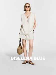 BEIQIANI | Retro Style Reversible Linen Shirt and Shorts Set