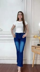 Celana Jeans Cutbray Wanita Terbaru Panjang Pinggang Karet Higwaist Kekinian Model terbaru Anti Begah Nyaman Dipakai Bahan Soft Jeans Melar Size Lengkap