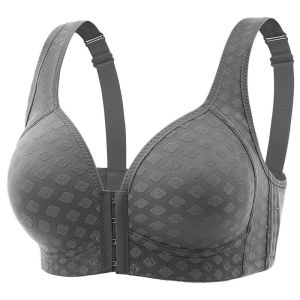 FallSweet Plus Size Front Closure Bra for Women Seamless Wireless Push Up Bralette Plaid Print Lingerie Comfortable Brassiere