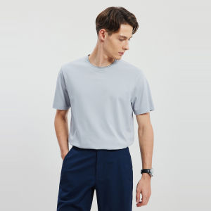 Septwolves Mens Short Sleeve T-Shirt Silk Cool Sensation round Neck Casual Summer New Style Fashion Urban Basic Standard Fit