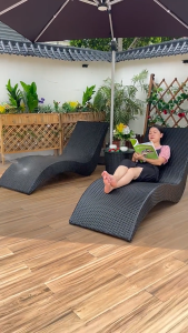 Zettabyte เตียงอาบแดด เตียงกลางแจ้ง เตียงนอน เตียงริมสระว่ายน้ำ เก้าอี้ เก้าอี้เอนหลัง หวายเทียมคุณภาพดี ทนทาน