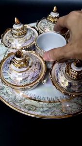 ชูดข้าวพระพุทธ ขนาด ใหญ่ มูก ลายทอง ชูดถวายข้าว พระพูทธ ชูดข้าวพระ ถาดเส้นผ่าศูนย์กลาง 12.5 นิ้ว ชามกว้าง 3 นิ้ว