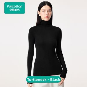 Purcotton | Comfortable Seamless Fitted Half-High Neck Cotton Knitwear