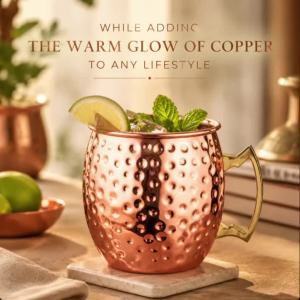 Moscow Mule Copper Mugs 100% Handcrafted Food Safe Pure Solid Copper Mugs 16 oz Christmas Gift Set Party Bar Drinkware Tools