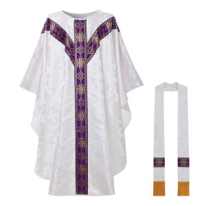 Priest Celebrant Chasuble Catholic Church Father Mass Vestments Robe With Stole
