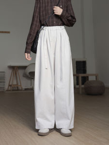TongTongJia Womens Loose Wide Leg Pants Belted Patchwork Casual Cotton Autumn Fashion for Pear Shaped People