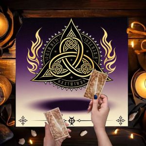 VIKAMA Taurus Zodiac Moon Phase Tree of Life Celtic Triangle Altar Cloth Tarot Card Tablecloth Astrology Meditation Decoration