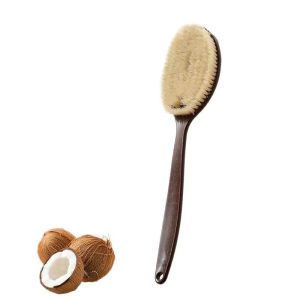 FURENJILI | Dual-use Coconut and Boar Bristle Bath Brush Palm-shaped Long Handle