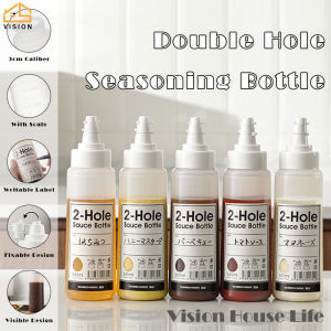 หลุมคู่ขวดบีบสลัดซอสมะเขือเทศ2หลุมขวดบีบแยมน้ำผึ้งหอยนางรมขวดบีบขวดบีบซอสขวดปรุงรสบรรจุย่อย 340มล