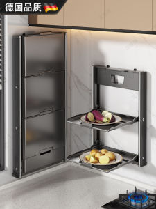 Foldable Kitchen Storage Rack Abs Suction Cup Wall Mounted Multi Layer Vegetable Plate Multi Function Storage Shelf Organizer