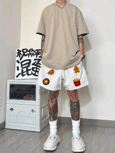 Quần Short Nam Mùa Hè Thường Ngày Bằng Vải Polyester 100% Thêu Khăn Quần Dài Đến Giữa Bắp Chân Phong Cách Mỹ