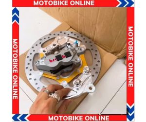 ( Hệ thống phanh) Combo 3 món kèm 2 ốc salayza (10li25) size 267mm gắn các dòng xe máy thông dụng khoen inox 304