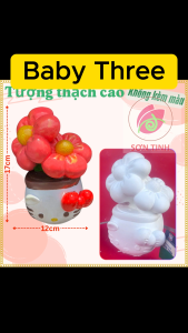 Tượng thạch cao trắng chậu hoa Hello Kitty dễ thương M94 (Không kèm màu) Bé Tô Màu Tô Tượng