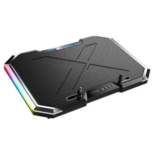 LS | 17 inch gaming laptop cooler 6-fan LCD screen two USB ports 1500RPM laptop cooling pad RBG luminous laptop stand