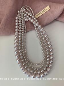 Sunny Zoo Mantarose Cool Tone Pink Purple Pearl Necklace French Gentle Luxury Small Audience Clavicle Chain Jewelry Accessory