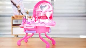 COD 3 in 1 Frozen Makeup Dresser Toy Set Girl Princess Makeup Suitcase Trolley Childrens Gift