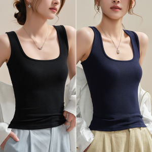 MiiOW | เสื้อกั๊กคอวีสายเดี่ยวสำหรับผู้หญิงในช่วงฤดูร้อน เสื้อชั้นในป้องกันการเปิดเผย ทรงเข้ารูป ปกปิดหน้าอกซ้ายและขวา ทรงเข้ารูป เสื้อชั้นในสุดเท่