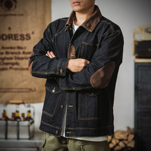American Retro Corduroy Washed Denim Jacket Men Spring Autumn Loose Casual Hard Hunt Coat Jacket Youth Trend Autumn 2023