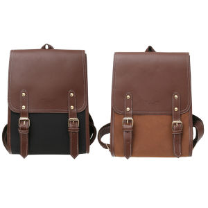 【HOSPORT】Japanese Women PU Leather Backpack Large Capacity Vintage College Rucksack Bag for Women Fashion Ladies Casual College【1-3 days delivery】