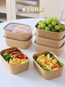 🇲🇾Selangor Ready Stock 50Pcs Disposable Kraft Paper Takeaway Box With Lid Food Container Bekas Makanan Tapau Bento