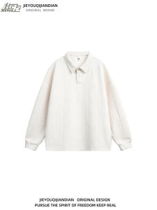 เสื้อโปโลคอตั้งทรงหลวมสไตล์วินเทจสำหรับผู้ชายและผู้หญิง ทรงหลวมสบาย ๆ ลายข้าวโพด สีสันสดใส คอกลม แขนยาว ระบายอากาศได้ดี