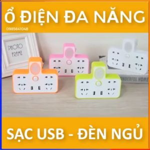 Ổ cắm điện đa năng cao cấp kèm đèn ngủ và 2 cổng usb thông minh tiện ích